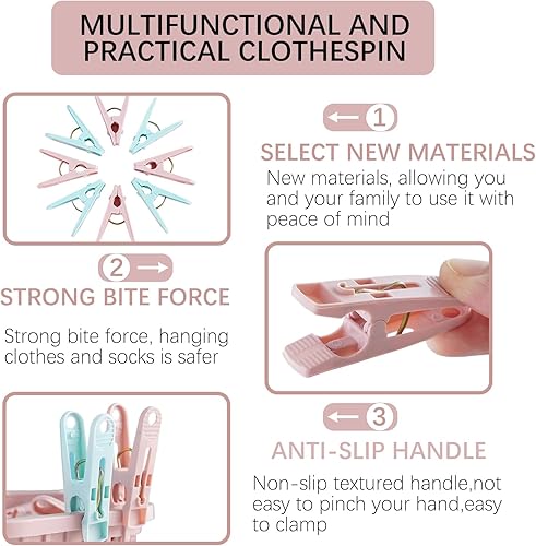 Lot de 30 Pinces à Linge Rose， avec Panier de Rangement, Pinces Antigel pour Corde à Linge et Étendoir ，Accessoire Ménager Pratique - Nail Gallerys