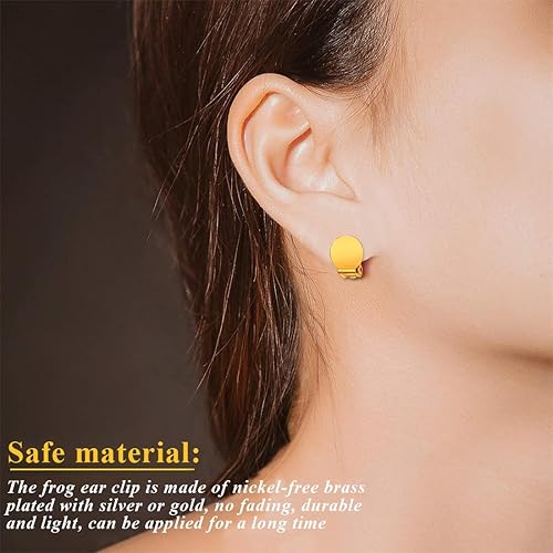 WKRTDY Lot de 50 Boucles d'oreilles à Clipser en Acier Inoxydable, Résultats Plat, Doré, Non Percées, 2 Couleurs, Plateau Rond, Composants Cerceaux d'oreille - Nail Gallerys