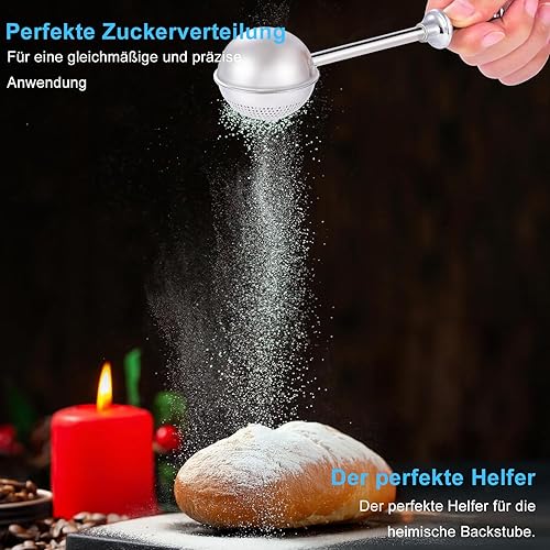 Plumeau à farine pour pâtisserie, saupoudreur de sucre en poudre avec poignée, shaker à sucre en acier inoxydable, plumeau pour pâtisserie, infuseur à thé pour thé en vrac, saupoudreur de cacao - Nail Gallerys