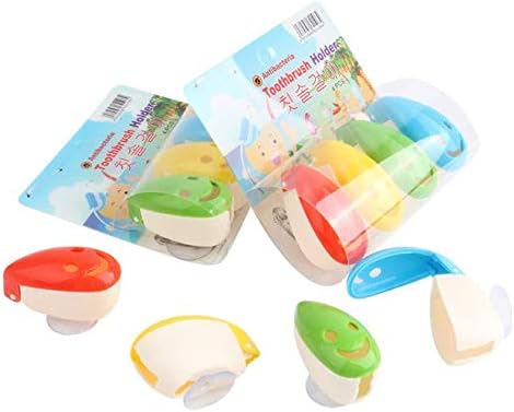 Faneli Support de brosse à dents antibactérien avec ventouse, lot de 4, design visage souriant, Multicolore - Nail Gallerys