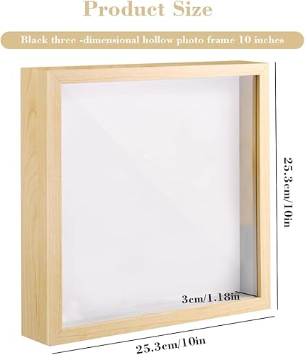 Cadre photo 3D, 25 x 25 cm, boîte de présentation carrée en bois à suspendre au mur ou à suspendre au mur pour médailles, fleurs et travaux manuels (couleur bois) - Nail Gallerys