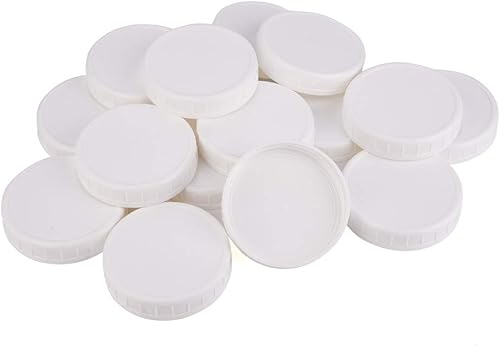Deux douzaines de couvercles de bocaux Mason en plastique à large ouverture (lot de 24) ; 2 douzaines de couvercles nervurés blancs non doublés - Nail Gallerys