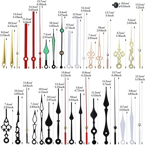 JRSHIRLEYLTD 12 styles d'aiguilles murales pour petites et grandes montres, aiguilles en métal de rechange, 1 jeu de cartes numérotées, pour mouvement à quartz, aiguilles courtes, longues aiguilles de - Nail Gallerys