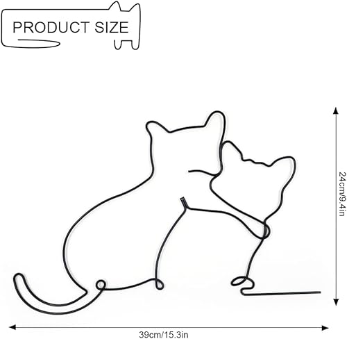 Decor Murale Metal, Decoration Murale Fer, Art Mural Minimaliste en Métal, Décoration Murale en Fil de Chat en Mét pour Salon, Chambre à Coucher, Salle de Bain, Cuisine, Intérieur et Extérieur - Nail Gallerys