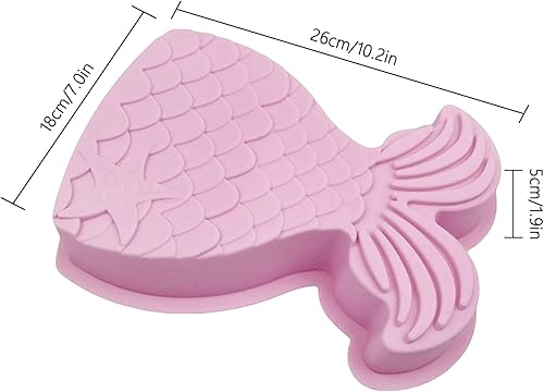 YXHZVON Moule Gateau Silicone, 1 Pcs Moule a Gateau en Forme de Sirène Queue, Anti-adhésifs Moule Gateau pour Chocolat, Gelée, Bonbons, Cuisson, Rose - Nail Gallerys