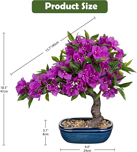 Arborus Bonsaï artificiel de 52,8 cm - Grand bougainvillier artificiel dans un pot noir - Fleur de bougainvillier en soie synthétique - Fleurs de bougainvilliers violettes en pot pour intérieur et - Nail Gallerys