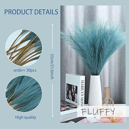 Herbe De La Pampa 30 Pièces Pampa Rose Fleurs Séchées Herbe de la Pampa Fleur Sechees Naturel Décoration Fleur Sechees, Pampa pour Mariage Maison Décor Bohème Salon(Bleu) - Nail Gallerys