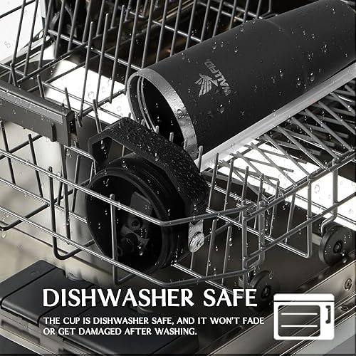 WALLFID Gobelet 30oz étanche et passe au lave-vaisselle, Bouteille d'eau avec paille, Tasse en acier inoxydable pour voyage (Noir Gris) - Nail Gallerys