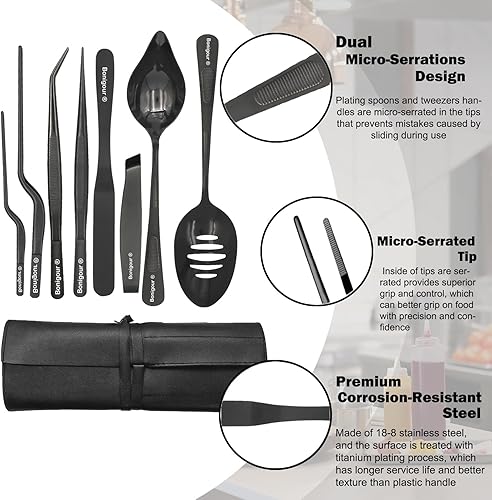 Outils de placage de chef, ensemble d'outils de placage culinaire professionnel, kit d'outils de garniture de chef, pince à épiler de poisson, spatule à pâtisserie, pince à épiler de décoration de - Nail Gallerys
