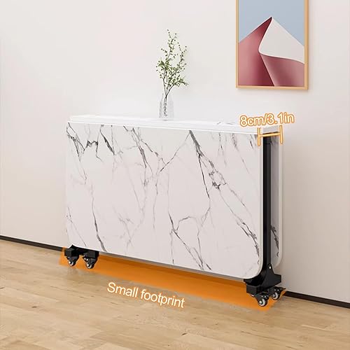 Table Salle À Manger Pliante Polyvalente Avec 6 Roulettes, Table Rectangulaire Extensible, Tables De Cuisine À Feuilles Tombantes, Pour Cuisine, Salon, Bureau, Terrasse, Fête(Color:White,Size:120x80x7 - Nail Gallerys