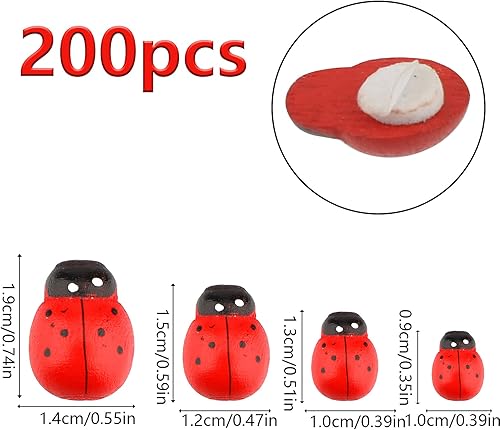 SAVITA 200 Pièces Coccinelle en Bois Dos Plat Embellissement Décoration de Coccinelle pour L'artisanat Bricolage Décor Anniversaire Fête - Nail Gallerys