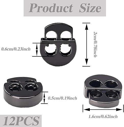 12 Pièces Ajusteur de cordon élastique deux trou Ressort Bouchon Fixation Curseur Serrures de cordon en Métal avec ressort d'extrémité pour les cordons de serrage, sacs, lacets, vêtements, paracorde - Nail Gallerys