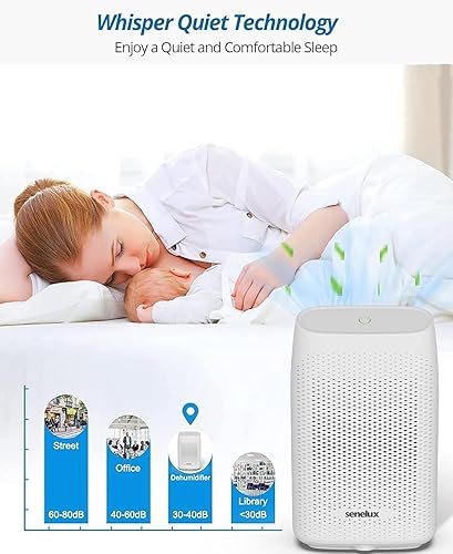 Senelux Déshumidificateur 2000 ml, déshumidificateur électrique, avec filtre facile à nettoyer et arrêt automatique, purificateur d'air ultra silencieux pour la maison, petit déshumidificateur, purifi - Nail Gallerys
