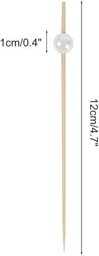 MiOYOOW Pics à Cocktail en Bois, 200 Pcs 12cm Cure-Dents à Cocktail de Fruits, Pique Aperitif Perles en Or/Argent/Blanche, pour Aliments Gâteaux Boissons Fruits - Nail Gallerys