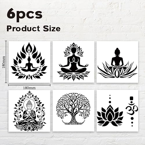 AHANDMAKER Lot de 6 autocollants pour plaque d'interrupteur, design spirituel conscient, fleurs de lotus pour interrupteur, prises murales, chambre, salon, ordinateur portable, 17,8 x 17,8 cm - Nail Gallerys
