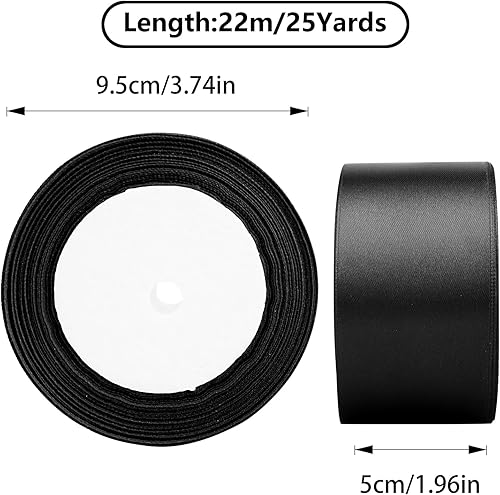 Ruban de satin Or champagne décoratif 5 cm x 22 m, pour décoration de cadeaux, bouquets de fleurs, mariages, travaux manuels, emballages et bricolage. - Nail Gallerys