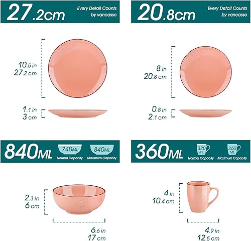 vancasso Série Navia Assiettes Service de table, Service Vaiselle 16 Pièces pour 4 Personnes,Design Modern - Nail Gallerys