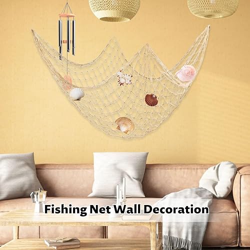 Lyivisk Filet de pêche décoratif - En maille - Pour l'extérieur - Couleur naturelle - 100 x 200 cm - Décoration murale maritime pour mariage, fête, photographie, scène, carnaval, intérieur et - Nail Gallerys