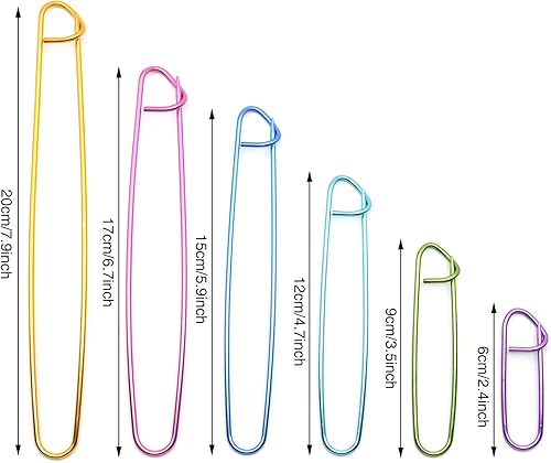 12Pcs Arrêt Maille en Alliage, Epingles à Nourrice Métal Coloré, 6 Couleurs 6 Tailles Aluminium Aiguilles à Tricoter Crochet, pour couvertures, écharpes, Artisanat à Tricoter Bricolage - Nail Gallerys