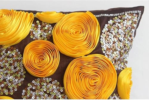 The HomeCentric Rose Euro Taies, 65x65 cm Euro Imposture, Pink Ribbon Rose Flower Et Paillettes Euro Taies, Soie Euro Imposture, Floral Moderne Shams Euro - Sweet Kisses - Nail Gallerys