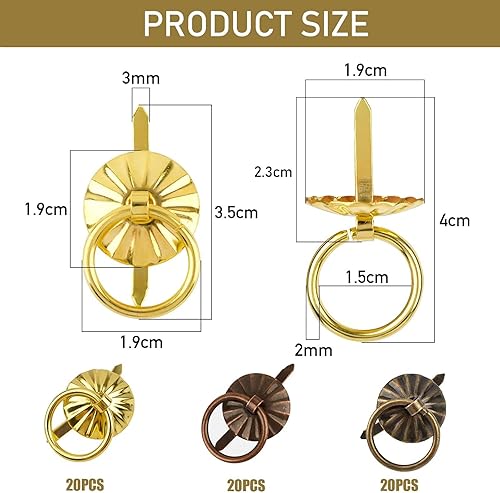 Diyxisk Métal Pull Anneau Attache Parisienne 60 Pack Métal Attache Parisienne Scrapbooking Anneau Laiton Antique Tiroir Anneau Mini Armoire Boutons pour Bricolage Scrapbooking Artisanat Décoration - Nail Gallerys