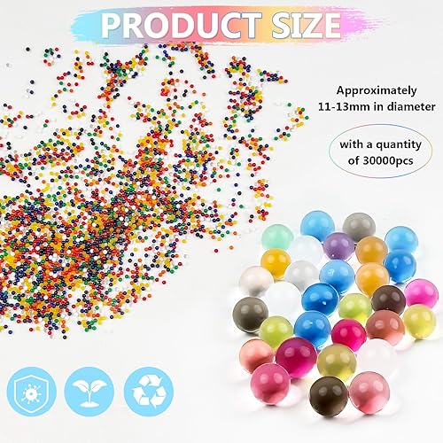 Lot de 30 000 perles d'eau multicolores de 11 à 13 mm - Remplissage de vase réutilisable - Grandes perles d'eau transparentes pour plantes - Perles d'eau en cristal pour remplissage de vase DIY - Nail Gallerys