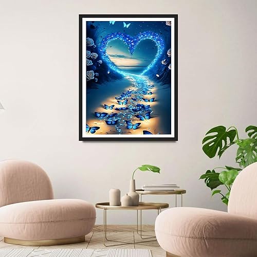 QINRUBB 5D Papillon Peinture Diamant Painting Kit, DIY Cœur Art du Diamant Complet Kits, Pays des Rêves Diamond Art Strass Point de Croix Painting pour Adultes Débutants Maison Décoration 30X40cm - Nail Gallerys