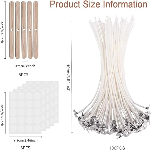 100 Pièces Mèches de Bougie, Mèches de Bougie Naturelles, Coton Mèche de Bougie, Mèches de Bougie Naturelles, Kit de Mèche de Bougie, Mèche Bougie, Mèche Bougie Naturelle Coton, 10CM - Nail Gallerys
