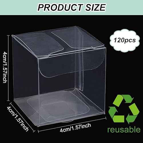 BENECREAT 120 Pcs Boîte de Faveur en Plastique Transparent 4x4x4 cm Boîte D'Emballage Cadeau pour Bonbons Chocolat et Dessert, Gâteries de Fête de Mariage, Emballage Cadeau - Nail Gallerys