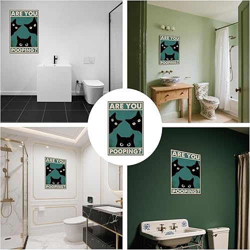 AzureRay Vintage Black Cat Metal Wall Sign Retro Art Poster Suitable for Living Kitchen Bathroom Toilet Humour Style Size 20 x 30 cm - Nail Gallerys