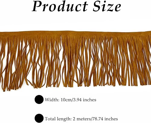 OHYER 2 mètres de long (x 10cm de diamètre) Ruban à franges en daim synthétique Suede Fringe Ribbon Sewing Accessories for Clothes Ruban à franges en daim synthétique Pompons Franges (Marron) - Nail Gallerys