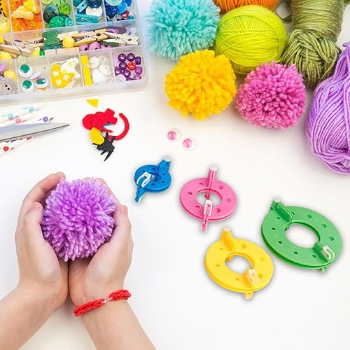 Générique Kit de pompons, fabricant de boules de fil - Machine à pompons ronds, 4 tailles - Fabrication de boules de peluche en laine, outils de tricot au Crochet pour, adultes, garçons et filles - Nail Gallerys