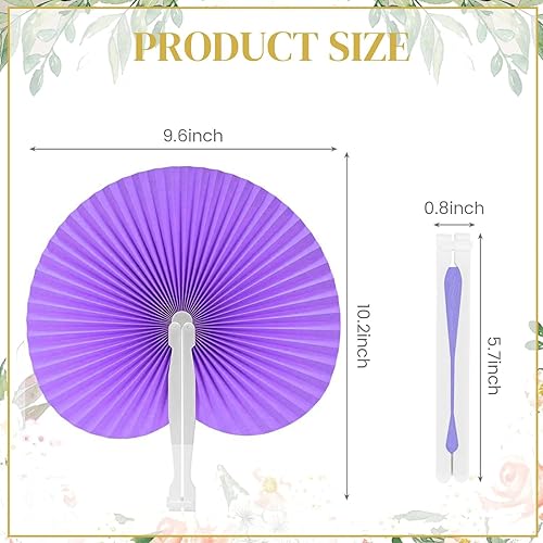 WAIZHIUA Lot de 72 éventails ronds pliants en papier avec poignées en plastique pour mariage, anniversaire, fête (plusieurs couleurs) - Nail Gallerys