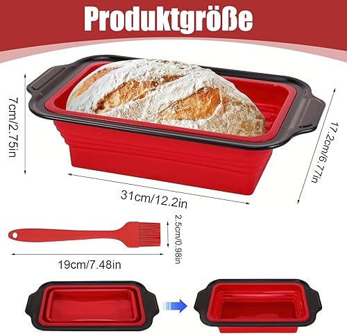 QITIXI:OU Moule à cake en silicone 26 cm avec cadre renforcé en métal, rectangulaire, en silicone, pliable, idéal pour la cuisson du pain, sans BPA - Nail Gallerys