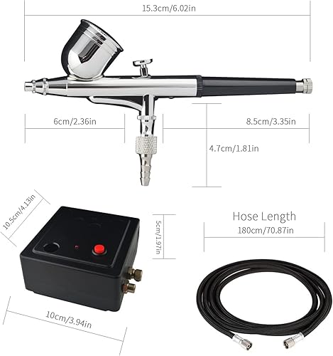 ABEST mini-compresseur aerographe kit complet Inclus à double action aérographe avec aiguille de rechange et kit de nettoyage pour hobby, artisanat, décoration de gâteaux, maquillage et manucure. - Nail Gallerys