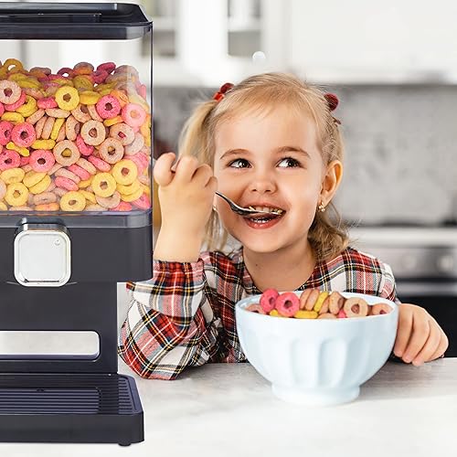 relaxdays 10026492_46, noir Distributeur de Céréales, cornflake, support plastique, fruit sec, flocon avoine, HxlxP 31x16,5x18,5 cm - Nail Gallerys