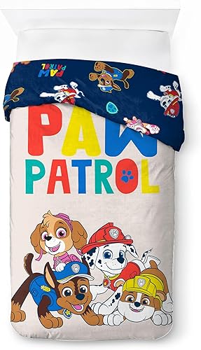 Jay Franco Nickelodeon Paw Patrol Parure de lit simple 100 % coton – Chase et Skye Gris Parure de lit avec taie d'oreiller 80 x 80 cm - Nail Gallerys