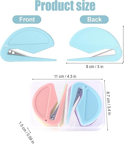 Lyreh 6pcs Ouvre-Enveloppes en Plastique, Macarons Ouvre-Lettres Ouvre Paquet avec Lame Dissimulée Coupe-Papier Cadeau pour la Maison le Bureau et les Envois Postaux (6 Couleurs) - Nail Gallerys