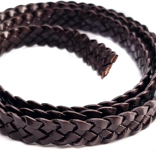esnado lanière de Cuir tressée Plate 12 mm Marron 3 m Longueur au Choix - Nail Gallerys
