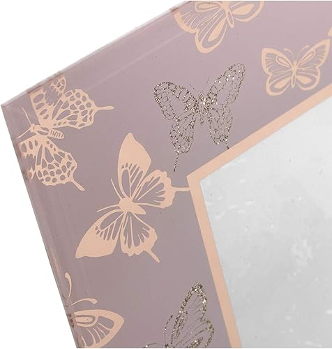 DRW Cadre photo en verre avec papillons pour photographie de 15 x 20 cm, rose et doré, ext. 23 x 28 cm, INT. 15 x 20 cm - Nail Gallerys