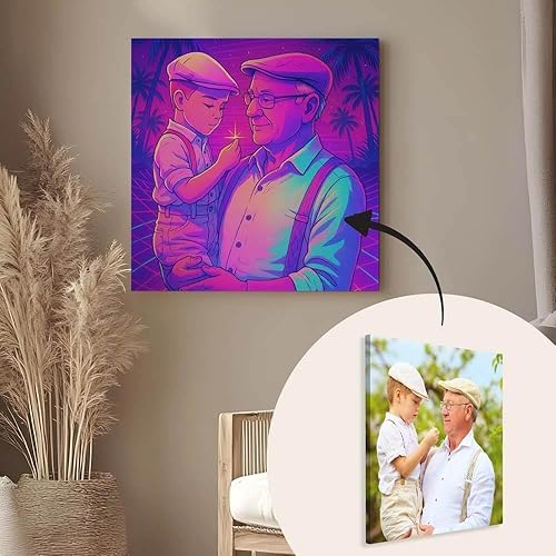 Tableau personnalisé avec Effet Retro 80 coloré - Effet Film des années 80 avec Votre Photo - Cadeau Retro Femme, Homme, Couple, Papa, Maman, Papy ou Mamie - Nail Gallerys