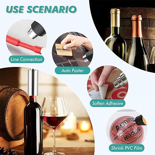 OmePS Pistolet thermorétractable portatif 1600W Pistolet à air Chaud Machine de scellage de Capsules de vin thermorétractable en PVC, Machine d'emballage de Bouteilles de vin de 50 mm - Nail Gallerys