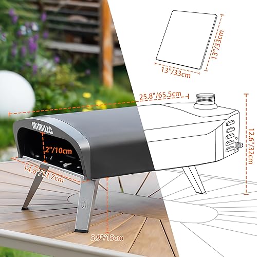 Mimiuo Four à pizza d'extérieur au gaz avec régulateur de gaz britannique, four G four classique portable avec revêtement noir, comprend une pierre à pizza et une pelle à pizza de 30,5 x 35,6 cm avec - Nail Gallerys