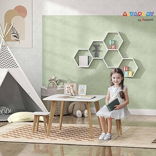 AIYAPLAY Table Enfant avec 2 chaises, Ensemble Table et chaises Enfants 3 pièces, pour Salle de Jeux, Chambre et Maternelle, garçons et Filles de 3 à 8 Ans, Blanc - Nail Gallerys