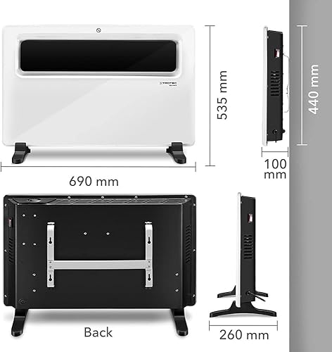 TROTEC Chauffage convecteur TCH 1510 E - Puissance de chauffage 1500 W - Chauffage électrique, possibilité de montage mural - Nail Gallerys