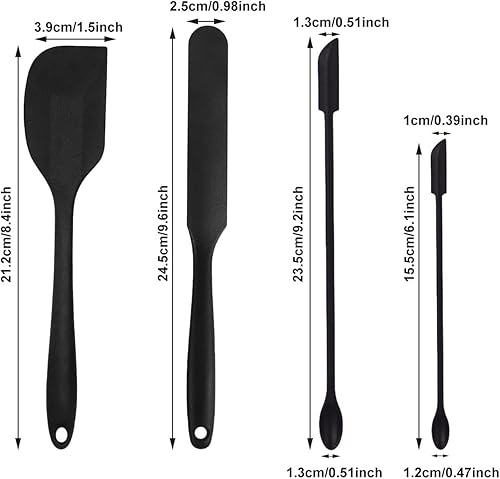 CORTNEY 6 Pièces Spatules en Silicone de Qualité Alimentaire Ustensiles de Cuisine, Résistant à la Chaleur, Outils de Cuisson Antiadhésifs, pour Pâtisserie et Cuisine (Noir) - Nail Gallerys
