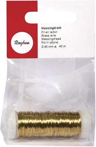 Rayher 2426200 fil métallique laiton 0,40 mm ø, sur bobine, sous blister Lot de 40 m - Nail Gallerys