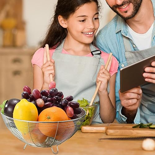 Bol à fruits pour comptoir de cuisine, corbeille à fruits en fil métallique | Porte-fruits rond pour bol à fruits,Panier métallique, bols à fruits avec support à trois pieds pour les réunions de famil - Nail Gallerys