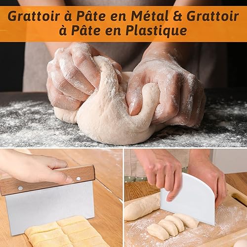 Panier de Fermentation du Pain, Banneton Pain Rond ø25cm, avec Grattoirs à Pâte, Lame à Scarifier le Pain, Doublure en Tissu pour Panier à Pain, Tissu de Boulanger(76 * 45cm) - Nail Gallerys