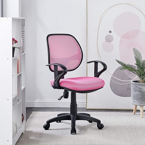 IDIMEX Chaise de Bureau à roulettes Cool Fauteuil pivotant et Ergonomique avec accoudoirs, Chaise dactylo réglable en Hauteur, revêtement Mesh Rose - Nail Gallerys